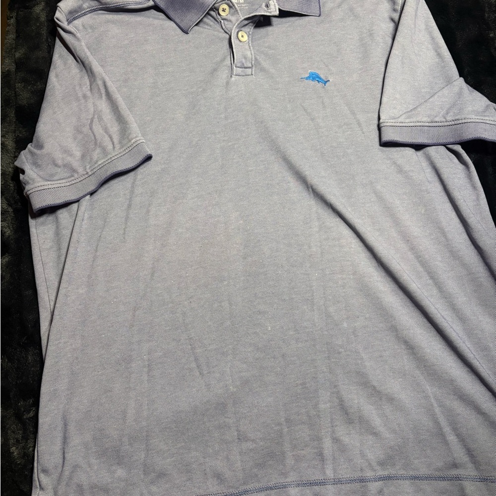 Tommy Bahama Men's Light Blue Polo Shirt with Contrast Logo